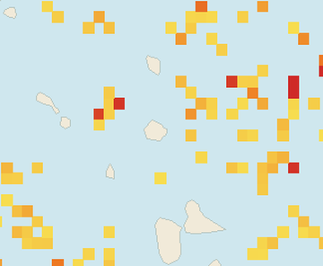 Satellite floating-algae map near Antigua East Coast, Feb 2023 (opens full map image in a new tab)