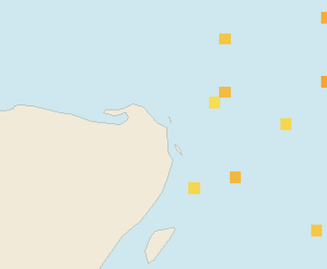 Satellite floating-algae map near Costa Mujeres, Feb 2023 (opens full map image in a new tab)
