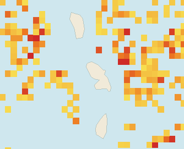 Satellite floating-algae map near Martinique West Coast, Feb 2023 (opens full map image in a new tab)