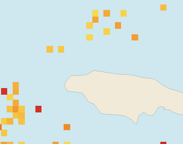 Satellite floating-algae map near Montego Bay, Feb 2023 (opens full map image in a new tab)