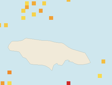 Satellite floating-algae map near Ocho Rios, Feb 2023 (opens full map image in a new tab)