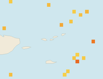Satellite floating-algae map near St. John, Feb 2023 (opens full map image in a new tab)