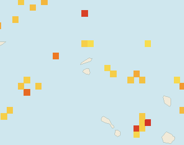 Satellite floating-algae map near St. Maarten, Feb 2023 (opens full map image in a new tab)