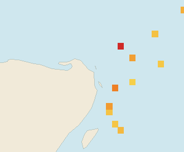 Satellite floating-algae map near Costa Mujeres, Mar 2023 (opens full map image in a new tab)