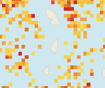Satellite floating-algae map near Saint Lucia West Coast, Mar 2023 (opens full map image in a new tab)