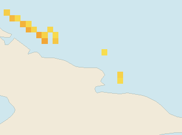 Satellite floating-algae map near Guardalavaca, Apr 2023 (opens full map image in a new tab)