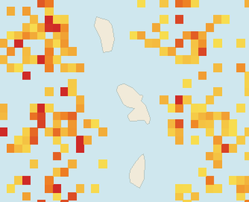Satellite floating-algae map near Martinique West Coast, Apr 2023 (opens full map image in a new tab)