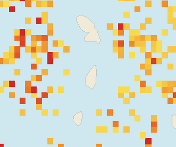 Satellite floating-algae map near Saint Lucia West Coast, Apr 2023 (opens full map image in a new tab)