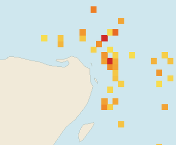 Satellite floating-algae map near Costa Mujeres, May 2023 (opens full map image in a new tab)
