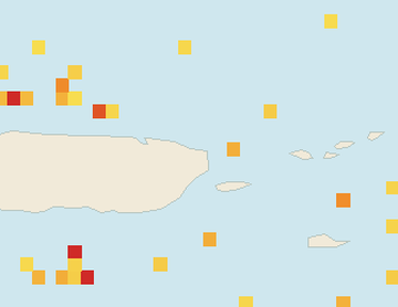 Satellite floating-algae map near Luquillo, May 2023 (opens full map image in a new tab)