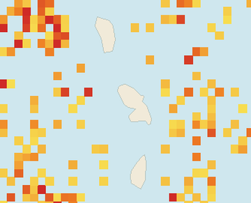 Satellite floating-algae map near Martinique West Coast, May 2023 (opens full map image in a new tab)