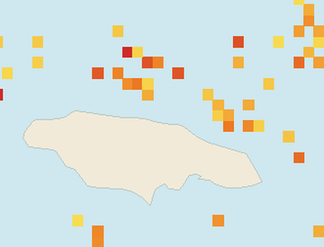 Satellite floating-algae map near Ocho Rios, May 2023 (opens full map image in a new tab)