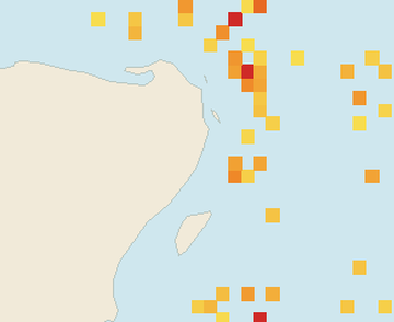 Satellite floating-algae map near Puerto Morelos, May 2023 (opens full map image in a new tab)