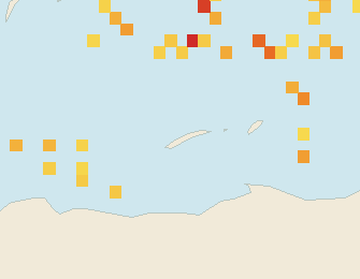 Satellite floating-algae map near Roatan, May 2023 (opens full map image in a new tab)