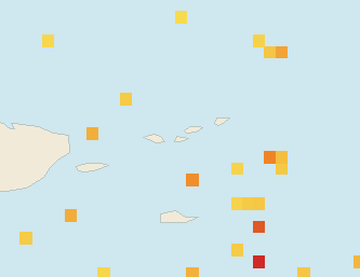 Satellite floating-algae map near St. John, May 2023 (opens full map image in a new tab)