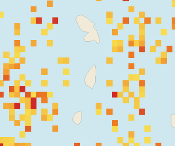 Satellite floating-algae map near Saint Lucia West Coast, May 2023 (opens full map image in a new tab)