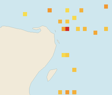 Satellite floating-algae map near Cancun Hotel Zone, Jun 2023 (opens full map image in a new tab)