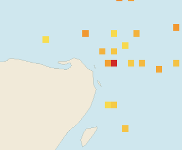 Satellite floating-algae map near Costa Mujeres, Jun 2023 (opens full map image in a new tab)