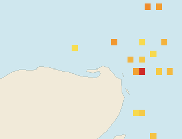 Satellite floating-algae map near Isla Holbox, Jun 2023 (opens full map image in a new tab)