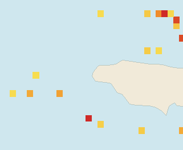 Satellite floating-algae map near Negril, Jun 2023 (opens full map image in a new tab)
