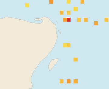 Satellite floating-algae map near Puerto Morelos, Jun 2023 (opens full map image in a new tab)