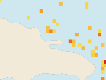 Satellite floating-algae map near Las Terrenas, Jun 2023 (opens full map image in a new tab)