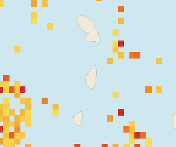 Satellite floating-algae map near Saint Lucia West Coast, Jun 2023 (opens full map image in a new tab)