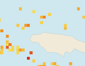 Satellite floating-algae map near Montego Bay, Jul 2023 (opens full map image in a new tab)