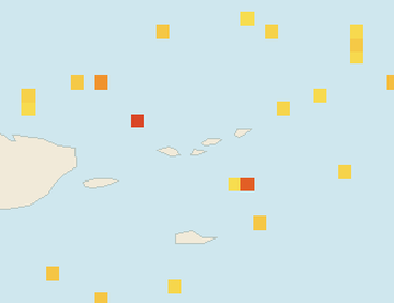 Satellite floating-algae map near St. John, Jul 2023 (opens full map image in a new tab)