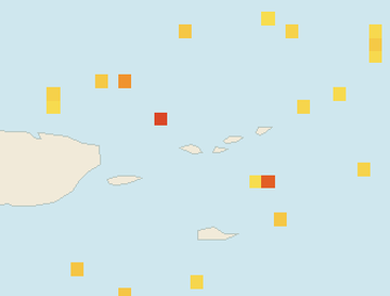 Satellite floating-algae map near St. Thomas, Jul 2023 (opens full map image in a new tab)