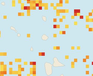 Satellite floating-algae map near Antigua East Coast, Aug 2023 (opens full map image in a new tab)
