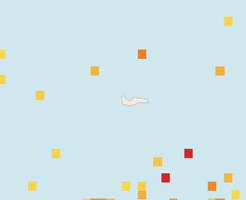 Satellite floating-algae map near Grand Cayman (Seven Mile Beach), Aug 2023 (opens full map image in a new tab)