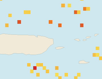 Satellite floating-algae map near Luquillo, Aug 2023 (opens full map image in a new tab)