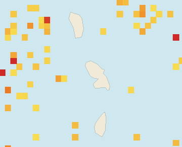 Satellite floating-algae map near Martinique West Coast, Aug 2023 (opens full map image in a new tab)