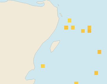 Satellite floating-algae map near Puerto Aventuras, Aug 2023 (opens full map image in a new tab)