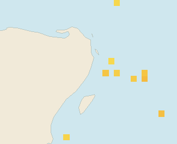 Satellite floating-algae map near Puerto Morelos, Aug 2023 (opens full map image in a new tab)