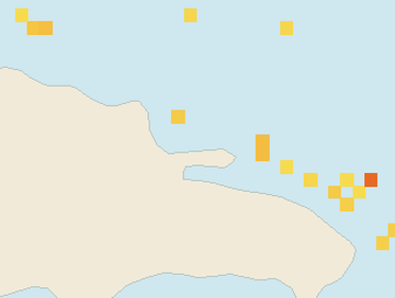 Satellite floating-algae map near Las Terrenas, Aug 2023 (opens full map image in a new tab)