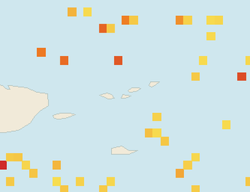 Satellite floating-algae map near St. John, Aug 2023 (opens full map image in a new tab)