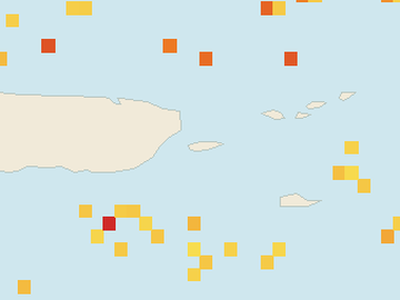 Satellite floating-algae map near Vieques, Aug 2023 (opens full map image in a new tab)