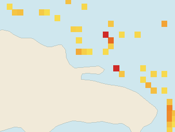 Satellite floating-algae map near Las Terrenas, Sep 2023 (opens full map image in a new tab)