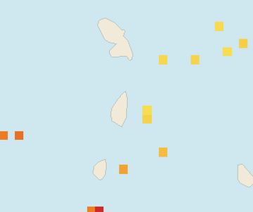 Satellite floating-algae map near Saint Lucia East Coast, Sep 2023 (opens full map image in a new tab)