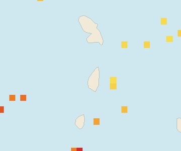 Satellite floating-algae map near Saint Lucia West Coast, Sep 2023 (opens full map image in a new tab)