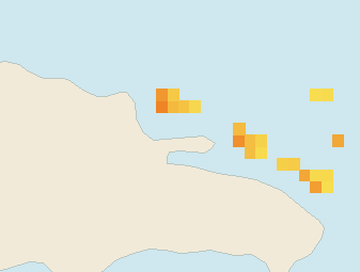 Satellite floating-algae map near Las Terrenas, Oct 2023 (opens full map image in a new tab)
