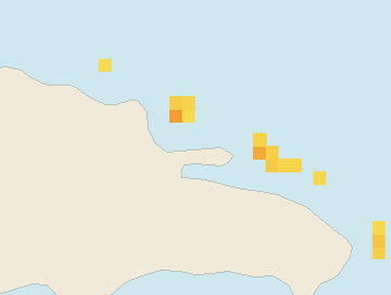 Satellite floating-algae map near Las Terrenas, Jan 2024 (opens full map image in a new tab)