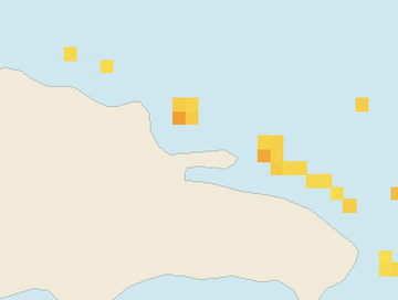 Satellite floating-algae map near Las Terrenas, Feb 2024 (opens full map image in a new tab)