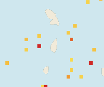Satellite floating-algae map near Saint Lucia West Coast, Feb 2024 (opens full map image in a new tab)