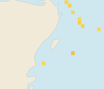 Satellite floating-algae map near Cozumel (west coast), Apr 2024 (opens full map image in a new tab)