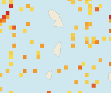 Satellite floating-algae map near Saint Lucia West Coast, May 2024 (opens full map image in a new tab)