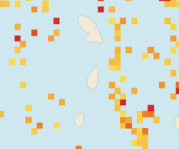 Satellite floating-algae map near Saint Lucia West Coast, Jul 2024 (opens full map image in a new tab)