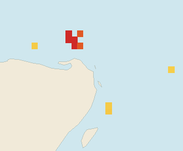 Satellite floating-algae map near Costa Mujeres, Aug 2024 (opens full map image in a new tab)